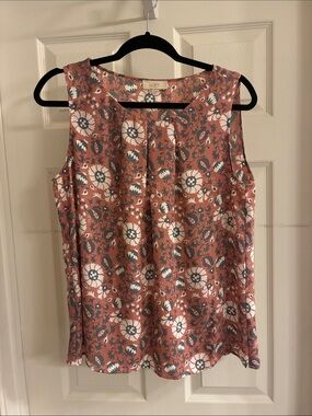 LOFT Rust Coral Floral Sleeveless Camisole